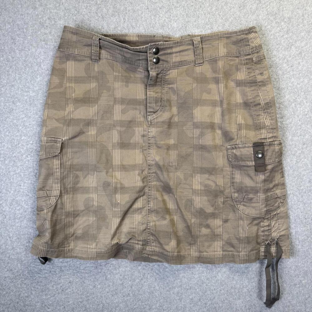 Kuhl Plaid Camo Cargo Skirt Women’s Size 8 Cotton Canvas Pockets Athleisure